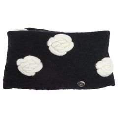 Chanel Black Camelia Applique Mohair Neck Warmer