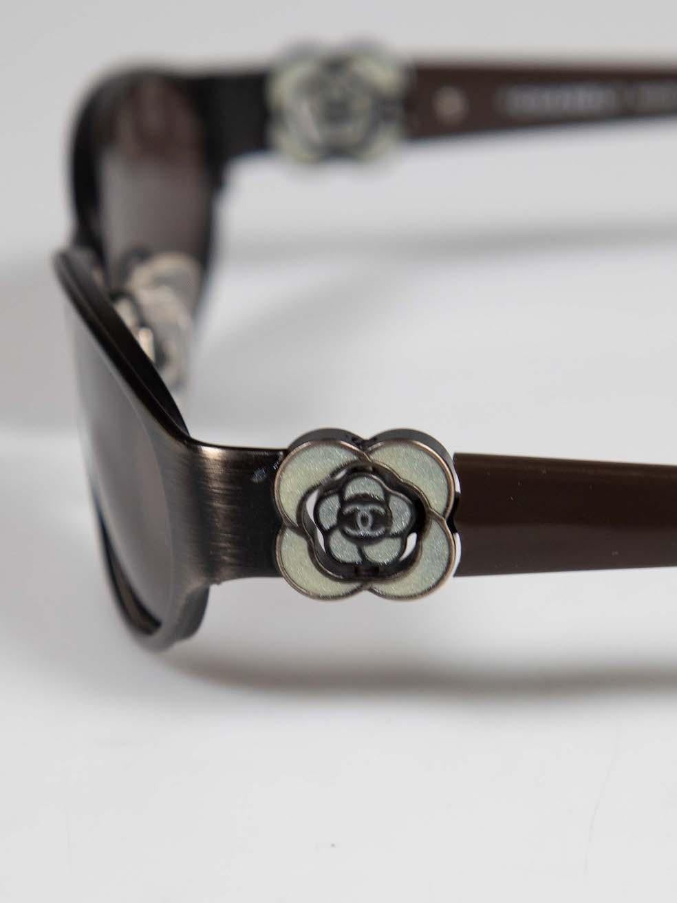 Chanel Black Camellia Accent Sunglasses For Sale 1