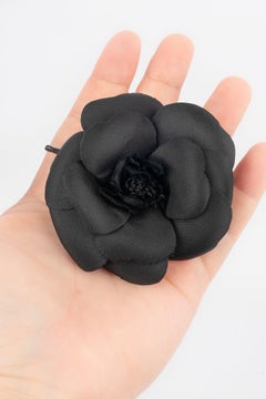 Chanel Black Camellia Brooch