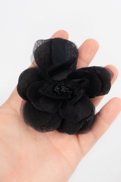 Chanel Black Camellia Brooch
