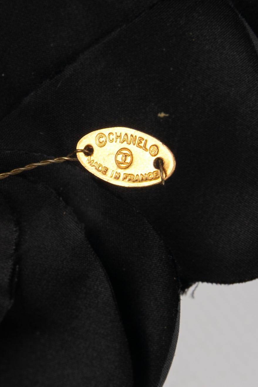 Women's Chanel Black Camellia Brooch  For Sale