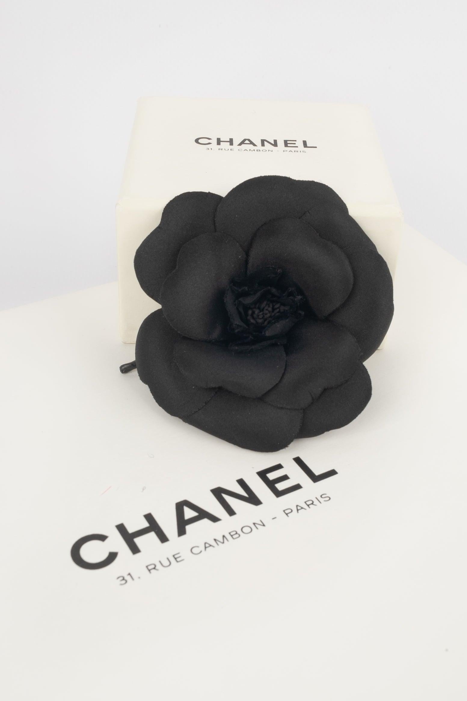 Chanel Black Camellia Brooch  For Sale 3
