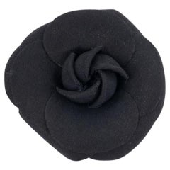 Chanel Black Camellia Brooch