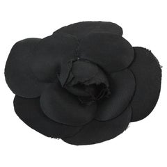 Chanel Black Camellia Brooch