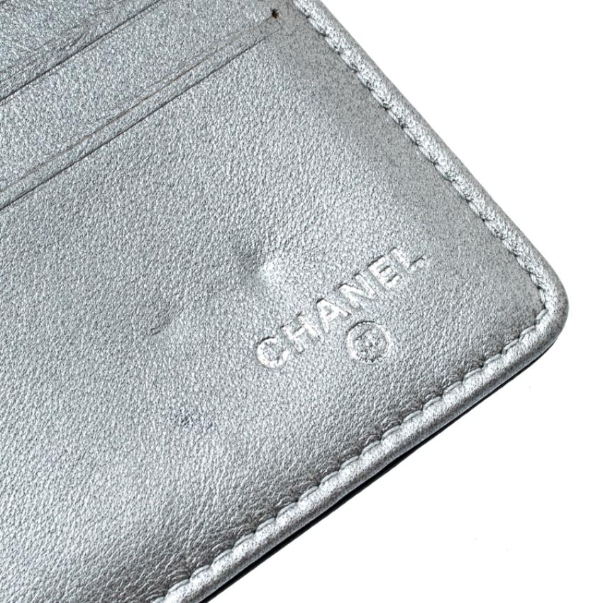Chanel Black Camellia Embossed Leather Flap Wallet 2