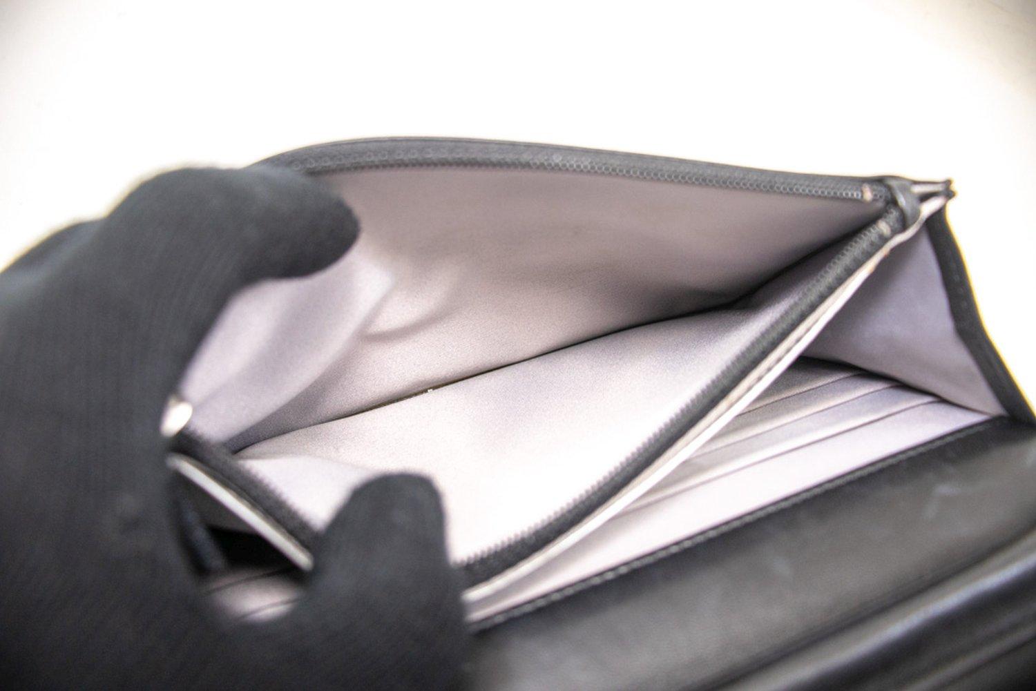 CHANEL Black Camellia Embossed WOC Wallet On Chain Shoulder Bag 13