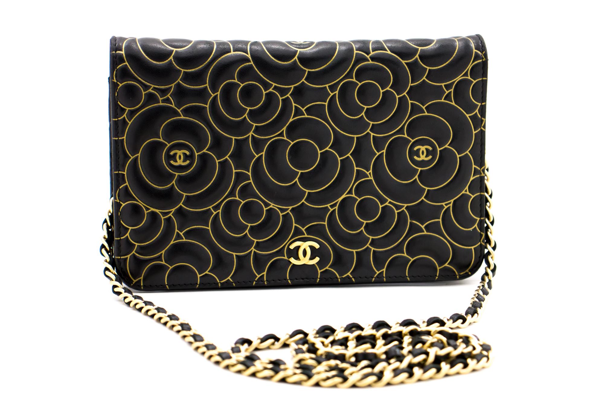 An authentic CHANEL Black Camellia Embossed Wallet On Chain WOC Shoulder Bag. The color is Black. The outside material is Leather. The pattern is Embossed. This item is Contemporary. The year of manufacture would be 2015.
Conditions &