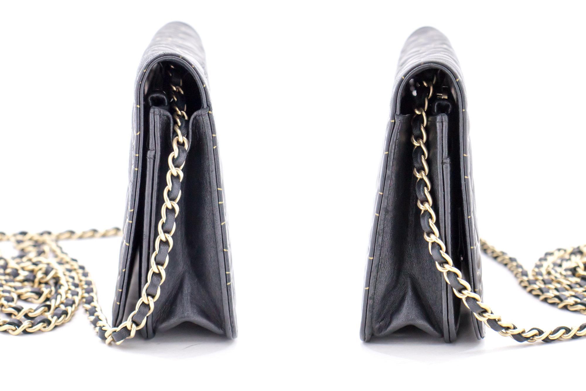 Women's CHANEL Black Camellia Embossed WOC Wallet On Chain Shoulder Bag