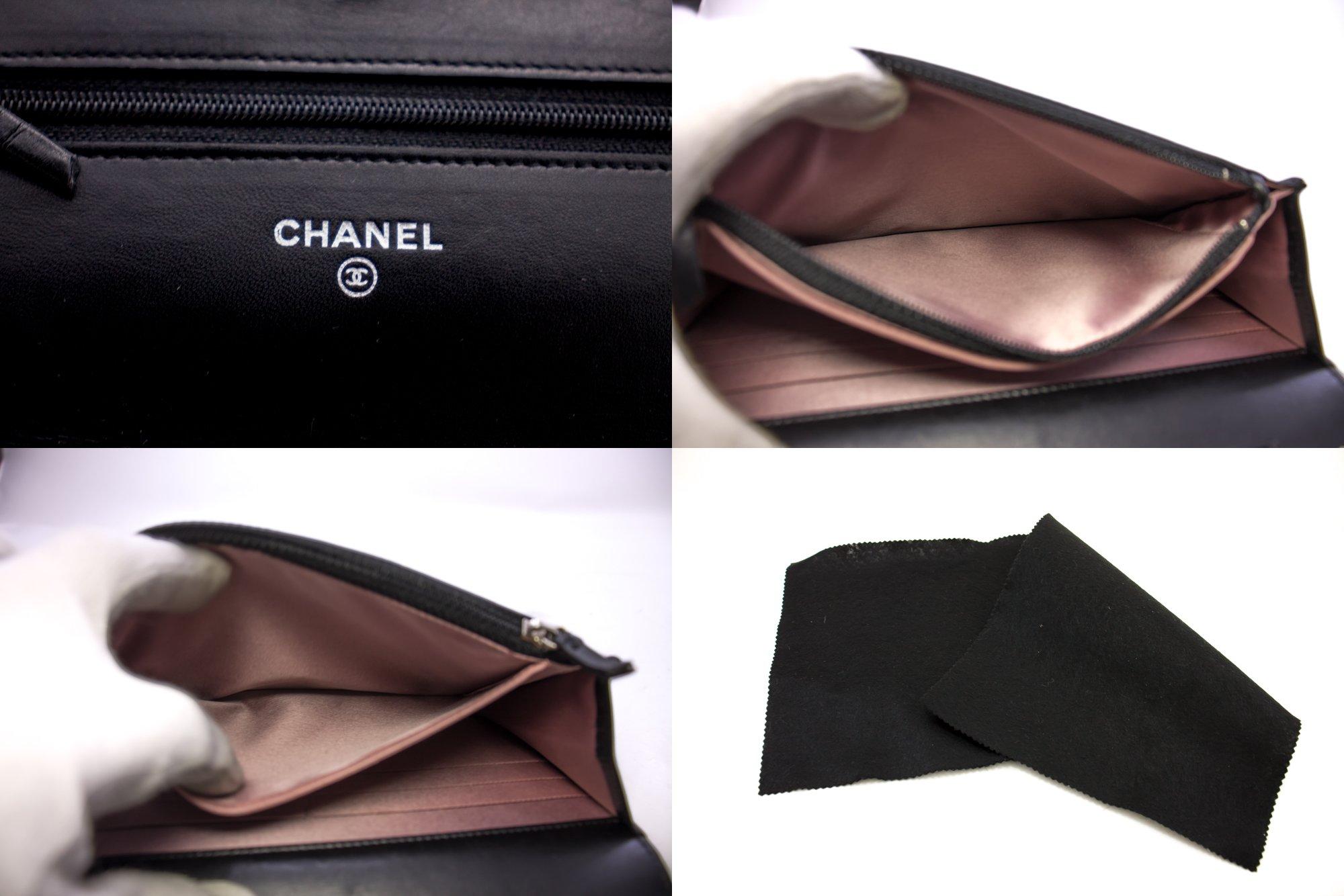 CHANEL Black Camellia Embossed WOC Wallet On Chain Shoulder Bag 1