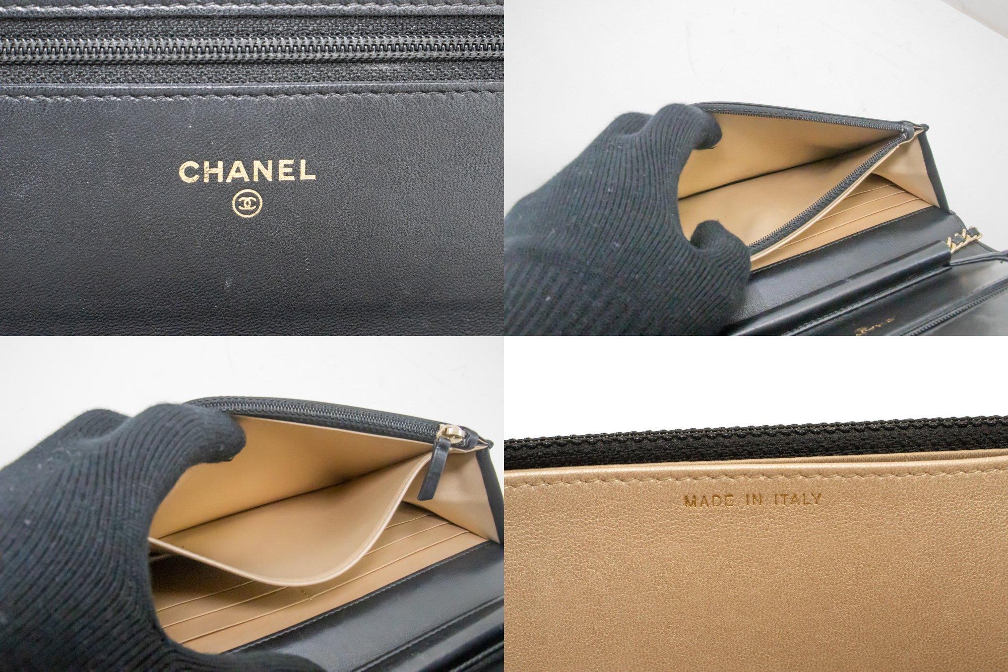 CHANEL Black Camellia Embossed WOC Wallet On Chain Shoulder Bag 4