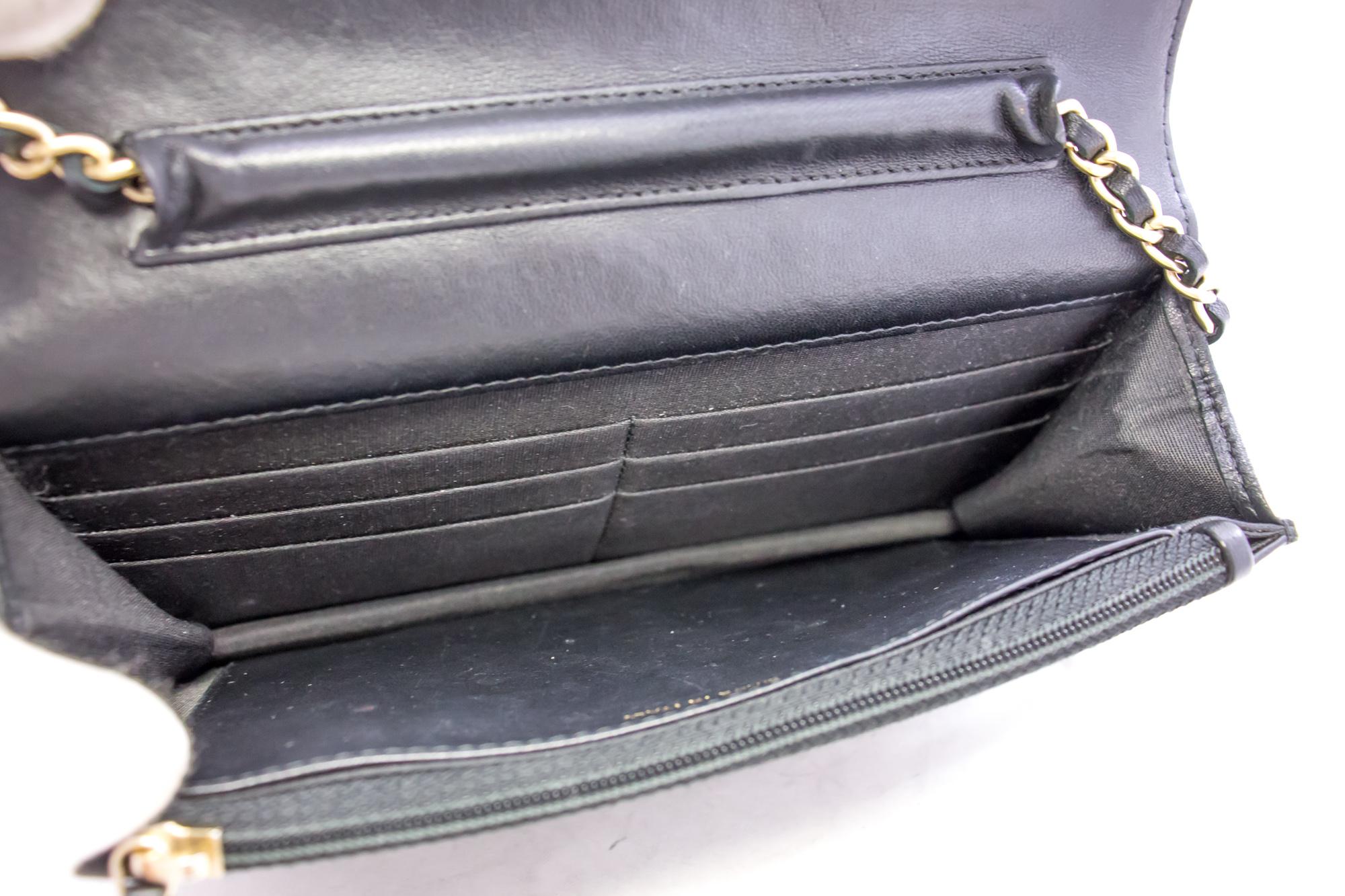 CHANEL Black Camellia Embossed WOC Wallet On Chain Shoulder Bag 4