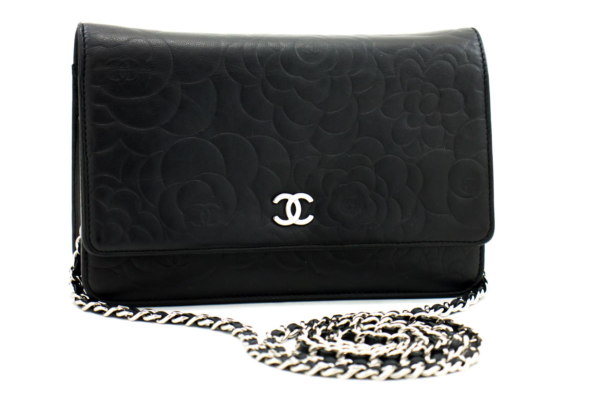 An authentic CHANEL Black Camellia Embossed Wallet On Chain WOC Shoulder Bag Silver. The color is Black. The outside material is Leather. The pattern is Embossed. This item is Contemporary. The year of manufacture would be 2012.
Conditions &