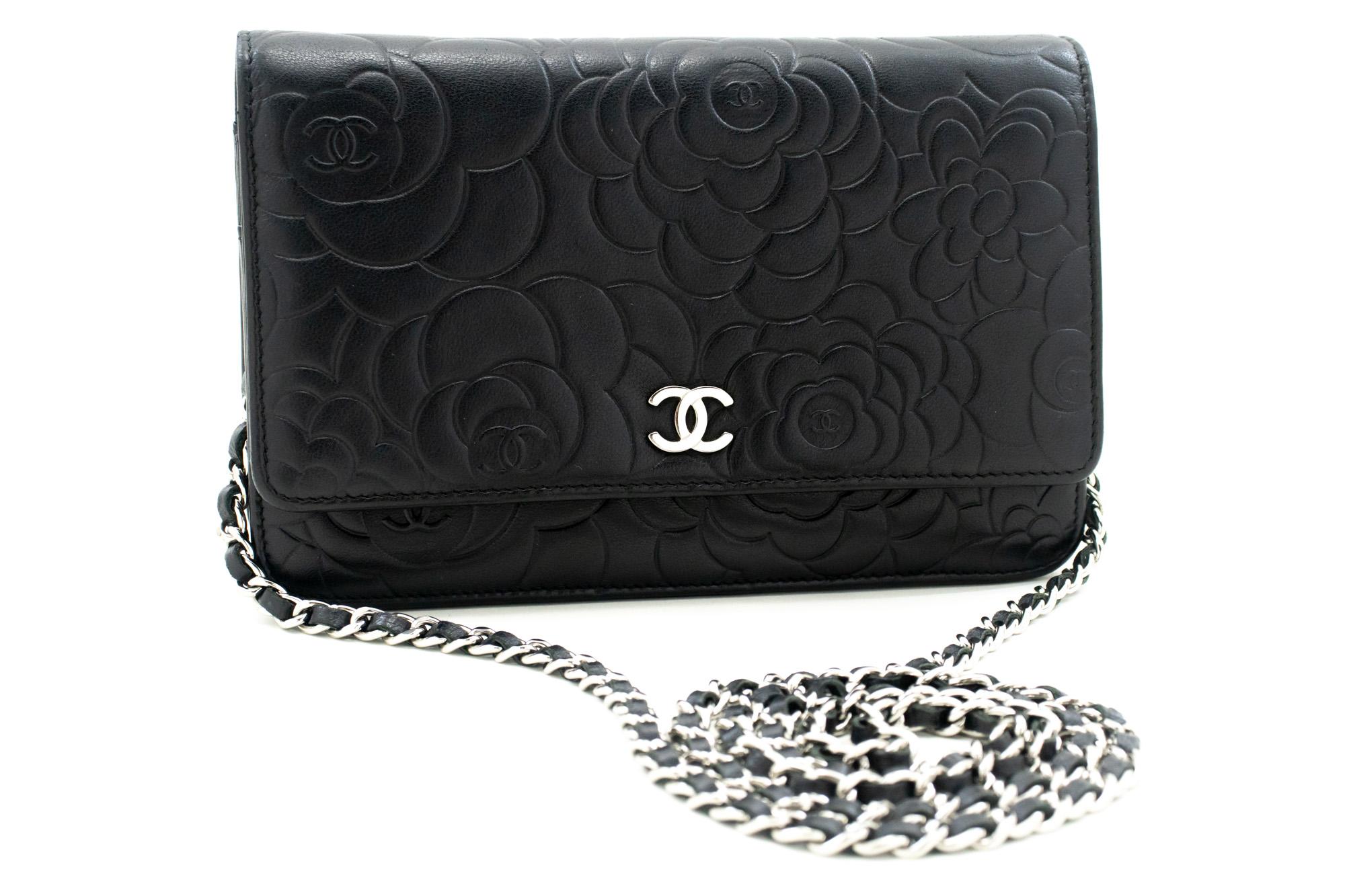An authentic CHANEL Black Camellia Embossed Wallet On Chain WOC Shoulder Bag Silver. The color is Black. The outside material is Leather. The pattern is Embossed. This item is Contemporary. The year of manufacture would be 2014.
Conditions &