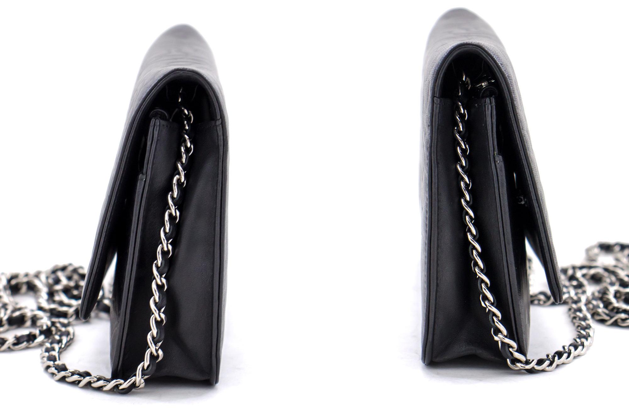 CHANEL Black Camellia Embossed WOC Wallet On Chain Shoulder Bag SV 1