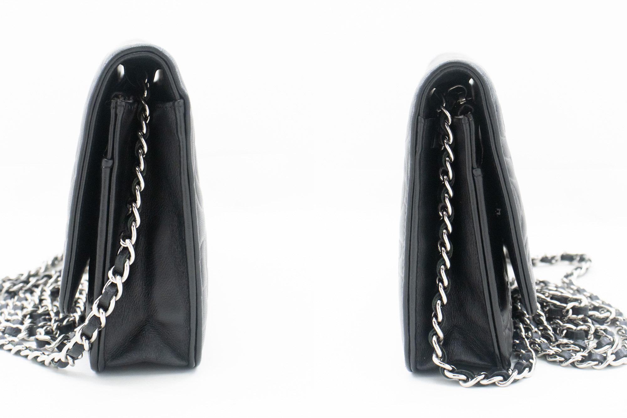 CHANEL Black Camellia Embossed WOC Wallet On Chain Shoulder Bag SV 1