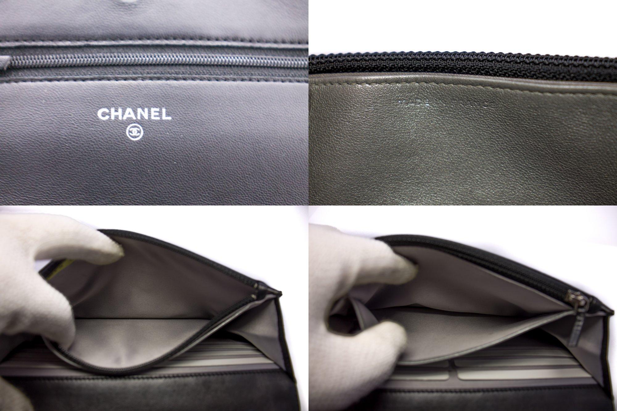 CHANEL Black Camellia Embossed WOC Wallet On Chain Shoulder Bag SV 4