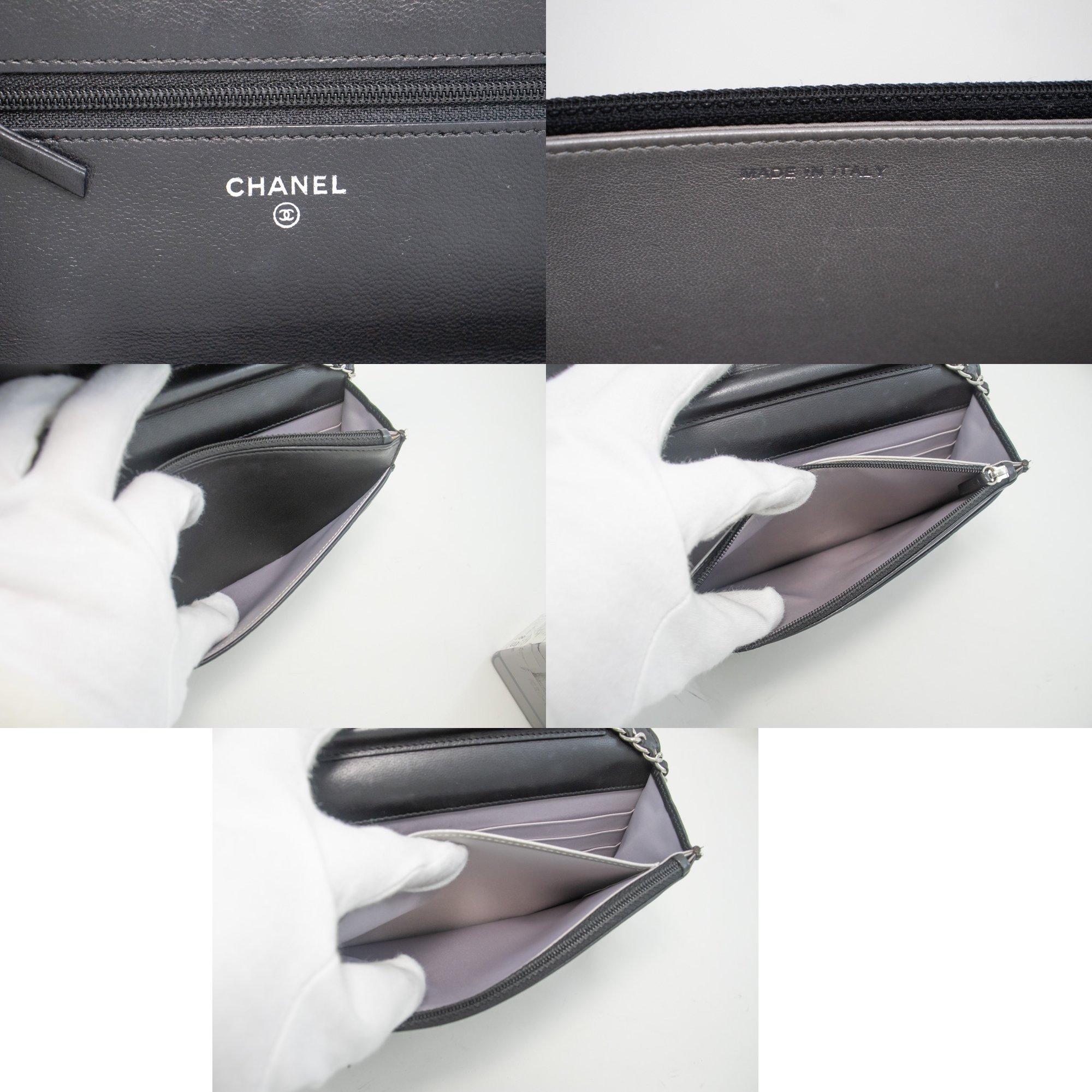 CHANEL Black Camellia Embossed WOC Wallet On Chain Shoulder Bag SV 4