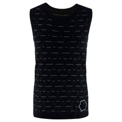 Chanel Black Camellia Embroidered Sleeveless Knit Vest - Size Small