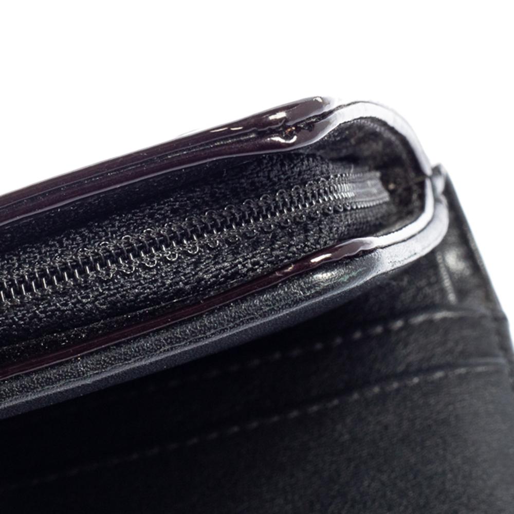 Chanel Black Camellia Patent Leather L-Zip Pocket Wallet 7
