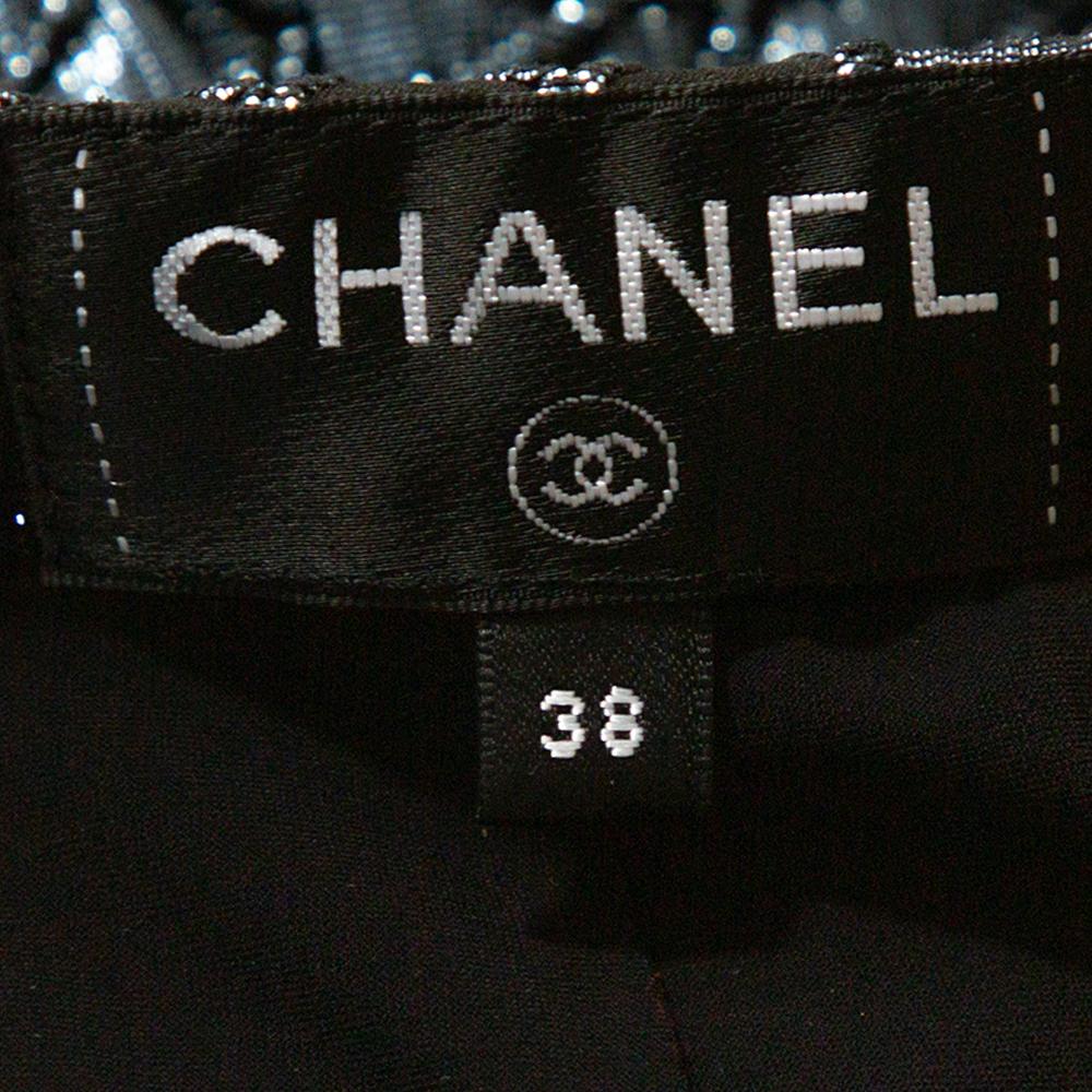 Chanel Black Camellia Pattern Embossed Stretch Jersey Shorts M 1