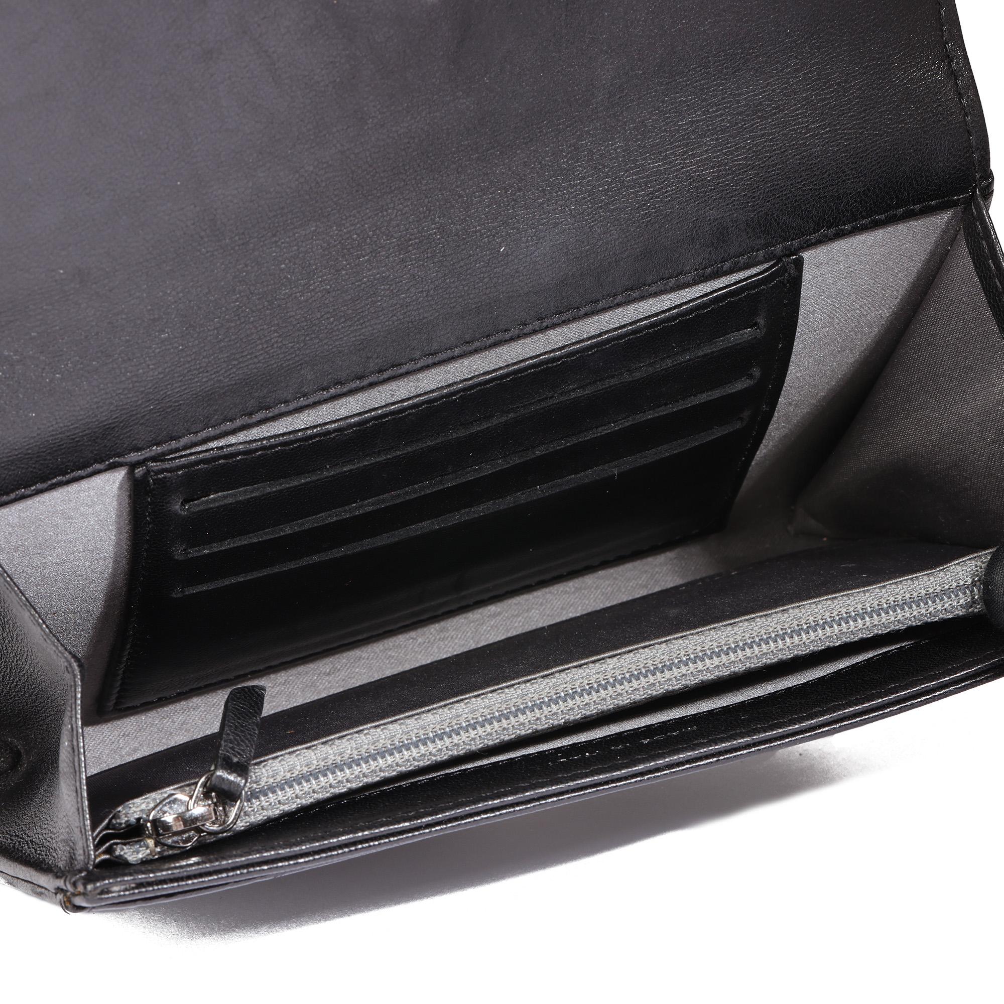 Chanel BLACK CAMELLIA QUILTED GOATSKIN FLAP WALLET 1