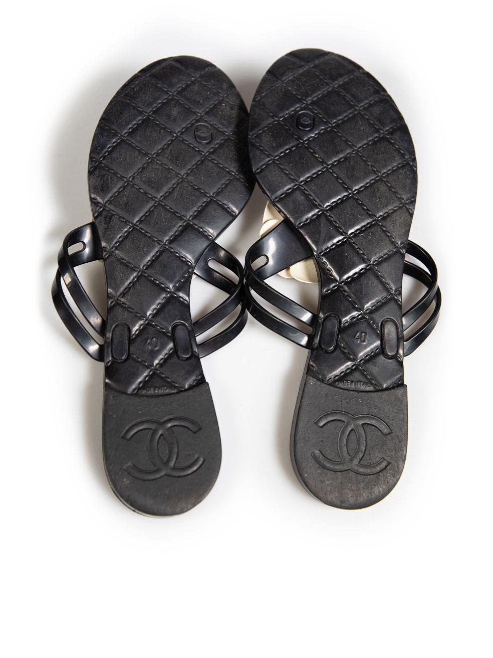 Women's Chanel Black Camellia Sandals Size IT 40