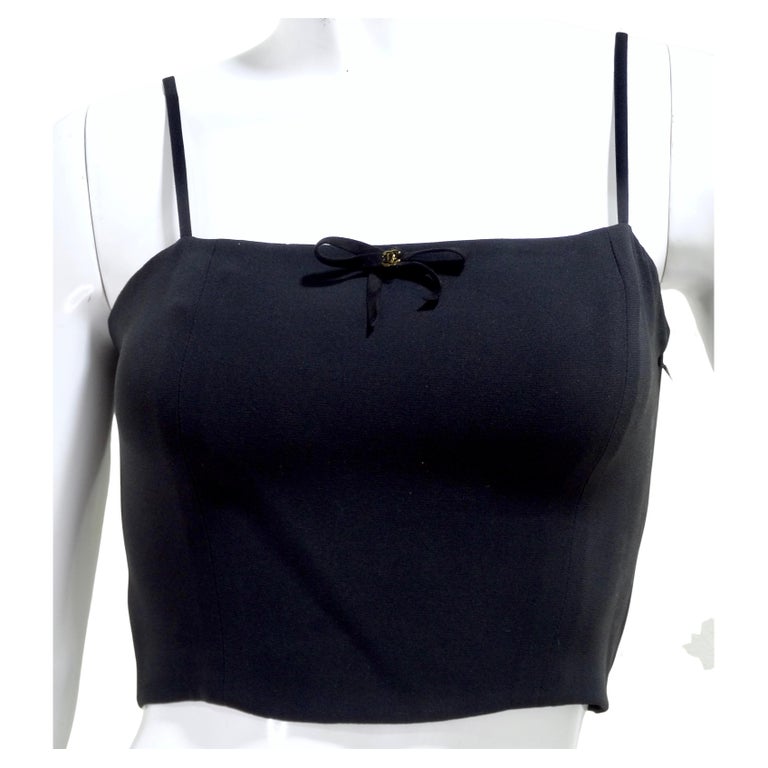 Chanel Black Cami Crop-Top For Sale at 1stDibs