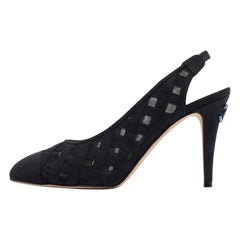 Chanel Black Canvas and Mesh CC Pumps Size 39
