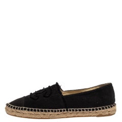 Chanel Black Canvas CC Logo Espadrille Flats Size 41