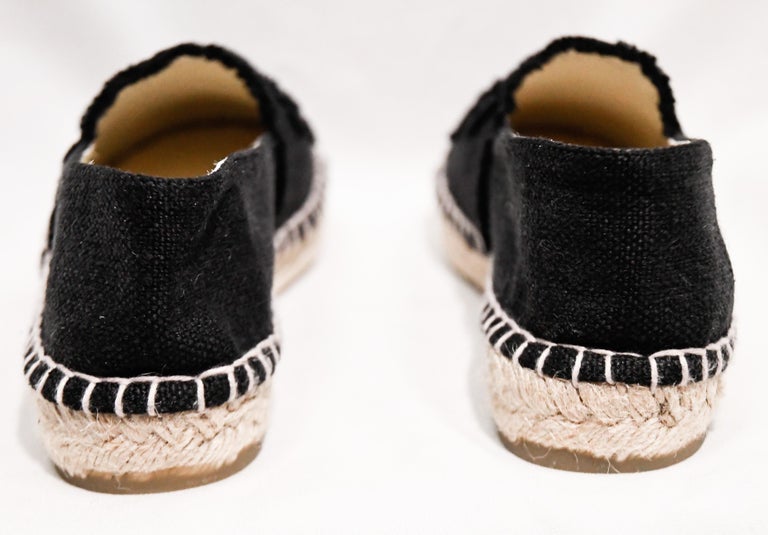 chanel black canvas espadrilles