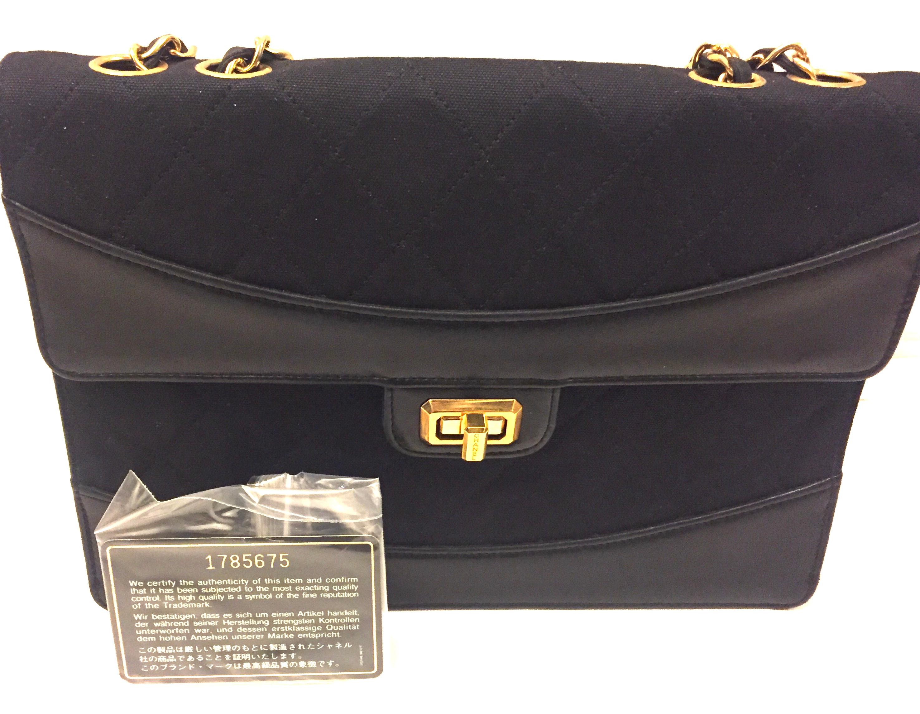 Chanel black canvas/leather shoulder bag  6