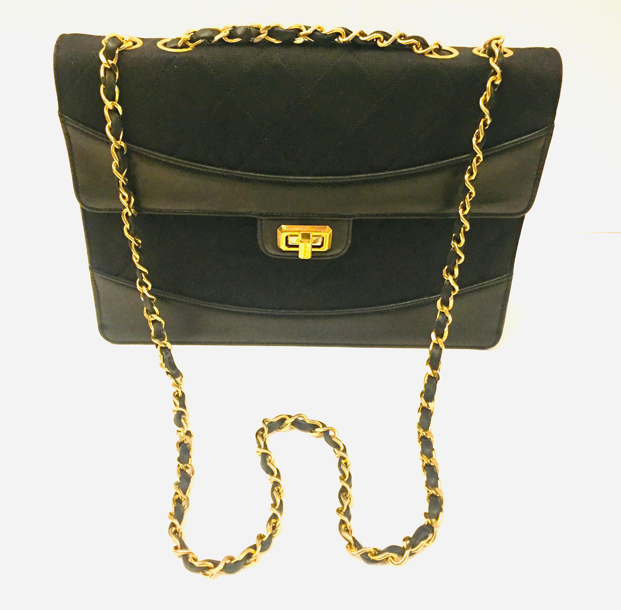 Women's Chanel black canvas/leather shoulder bag 