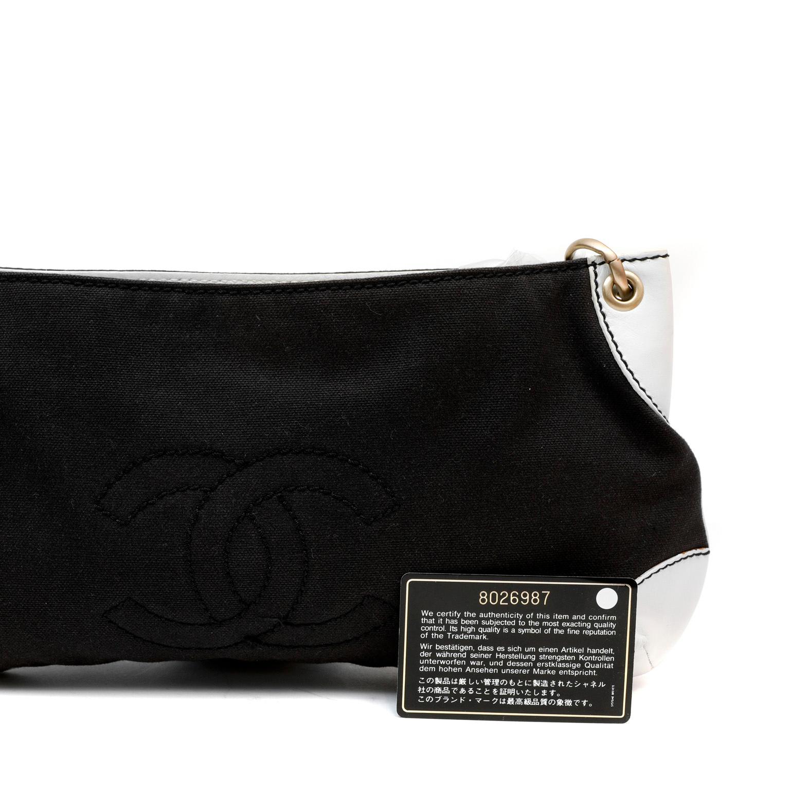 Chanel Black Canvas Olsen Shoulder Bag For Sale 3