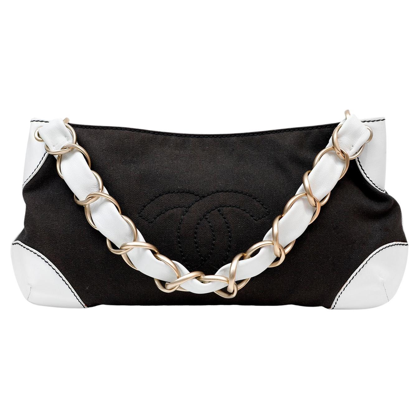 Chanel Black Canvas Olsen Shoulder Bag