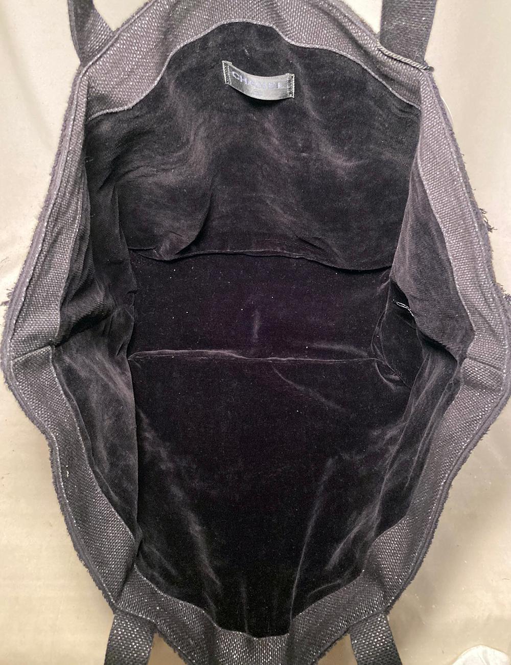 Women's Chanel Black Canvas Raw Edge Tote Bag For Sale