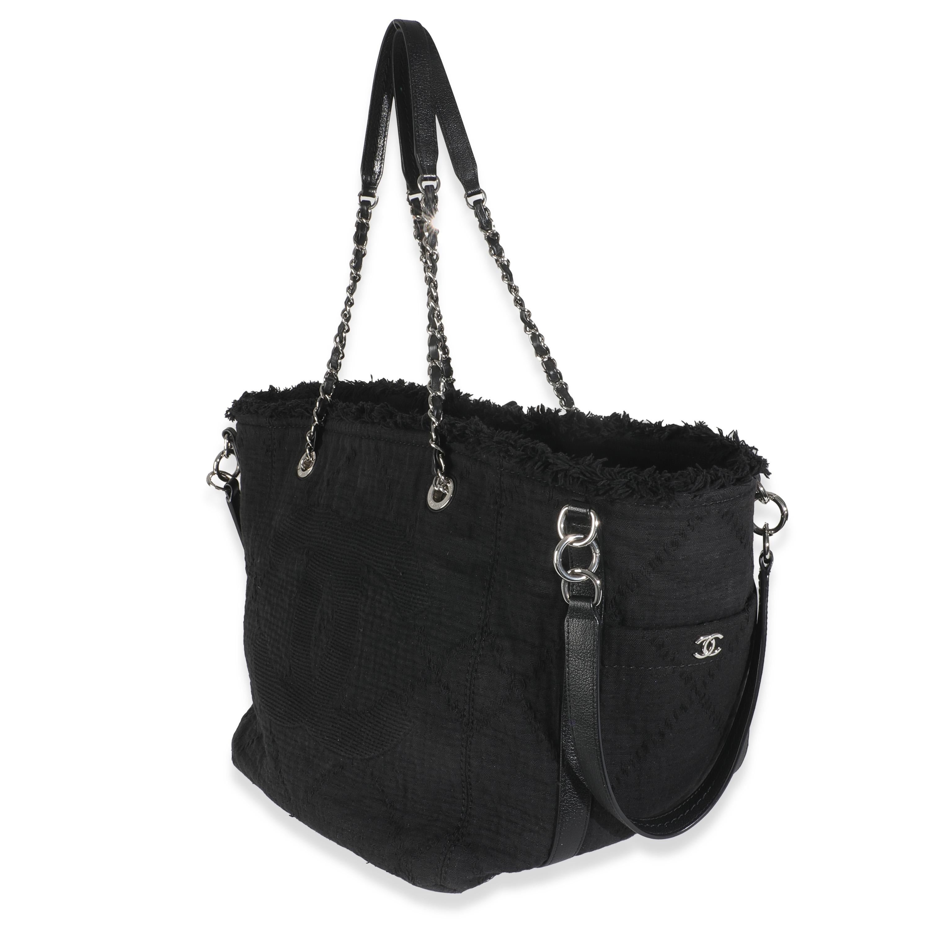 Women's or Men's Chanel Black Canvas Small Double Face Deauville Tote For Sale