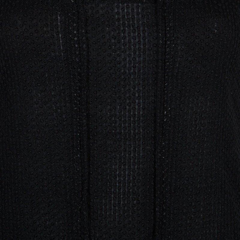 Chanel Black Cap Sleeve Textured Cotton Maxi Dress S 3