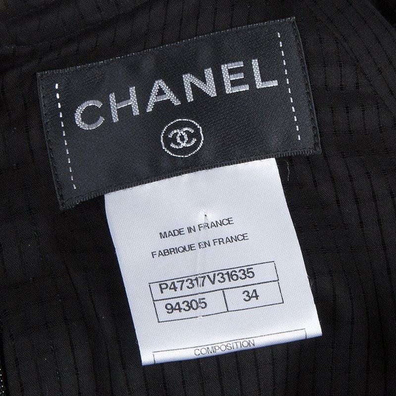 Chanel Black Cap Sleeve Textured Cotton Maxi Dress S 4