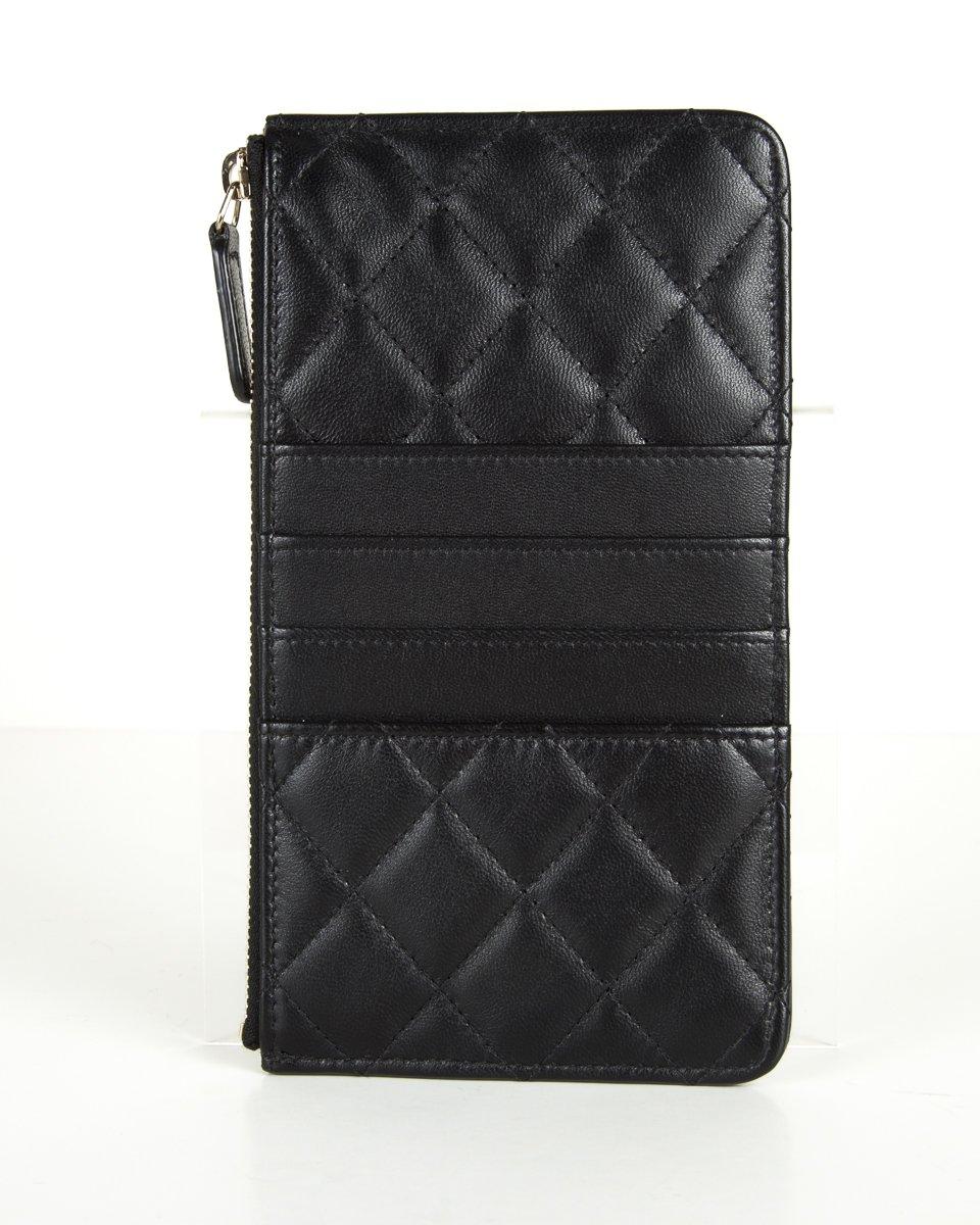 CHANEL Black Card Phone Holder O-Case Zip Wallet In Excellent Condition In Scottsdale, AZ