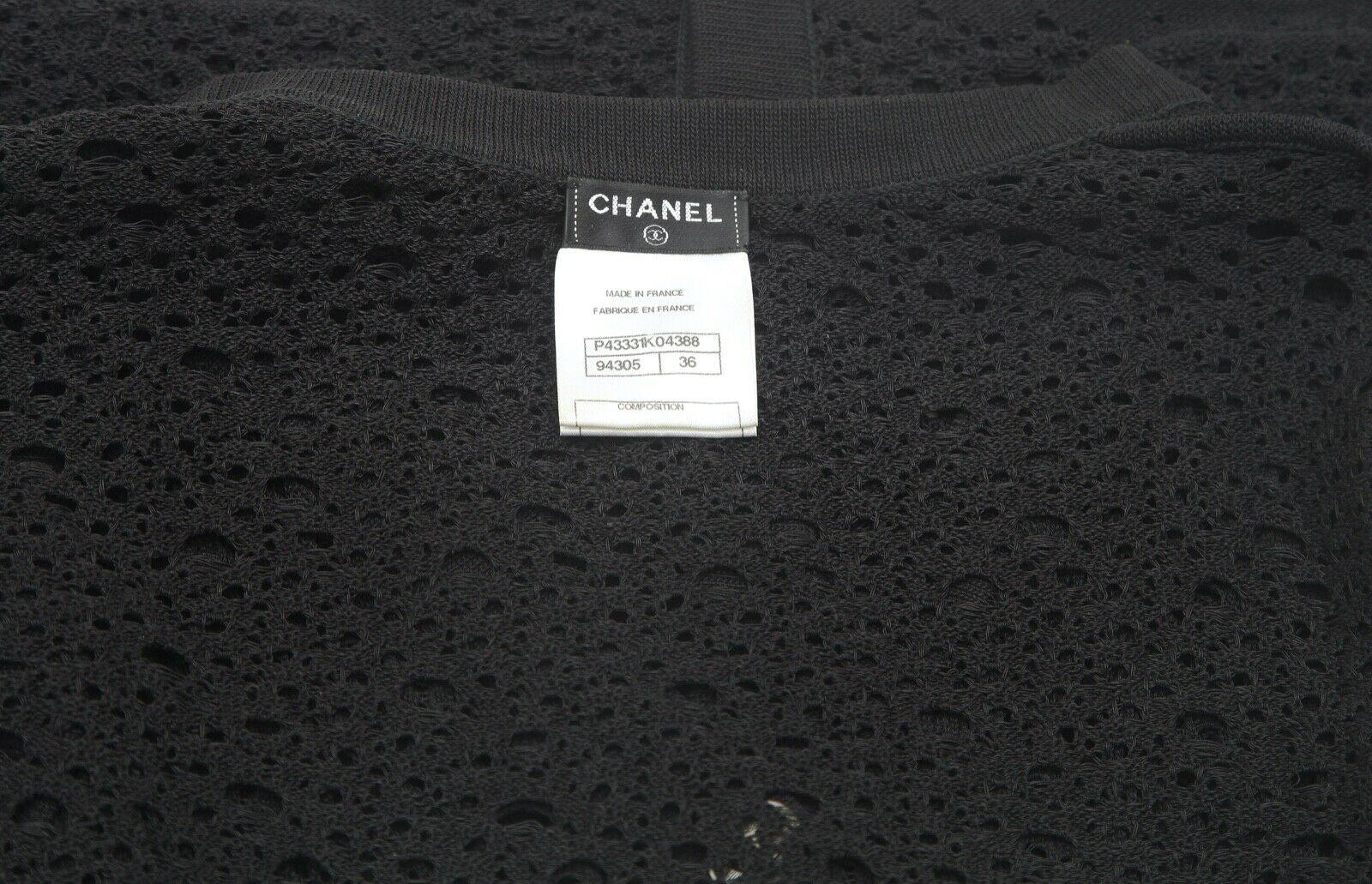 CHANEL Black Cardigan Sweater Knit V-Neck Buttons 3/4 Sleeves Sz 36 2012 4