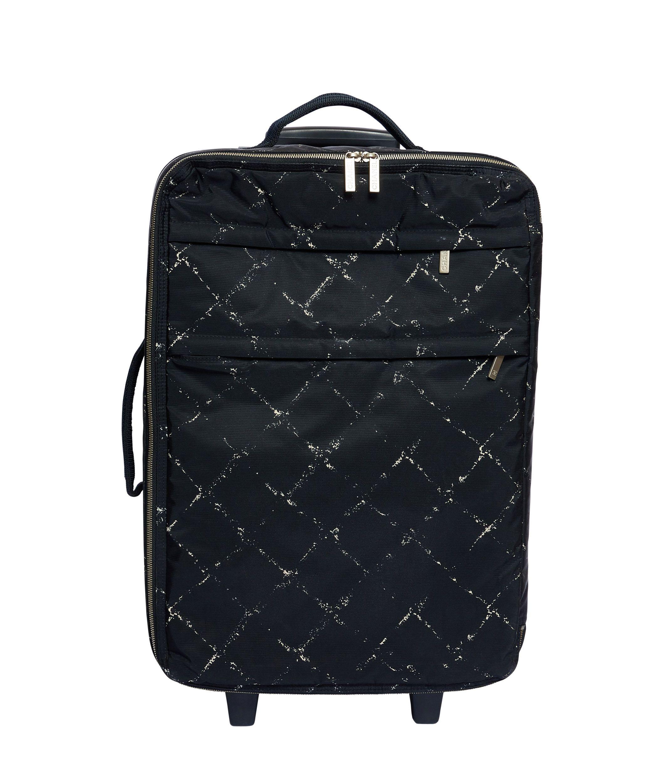 Chanel black water resistant travel set, carry on luggage and dog carrier. Excellent condition. Dog Carrier 15”x11”x5”.