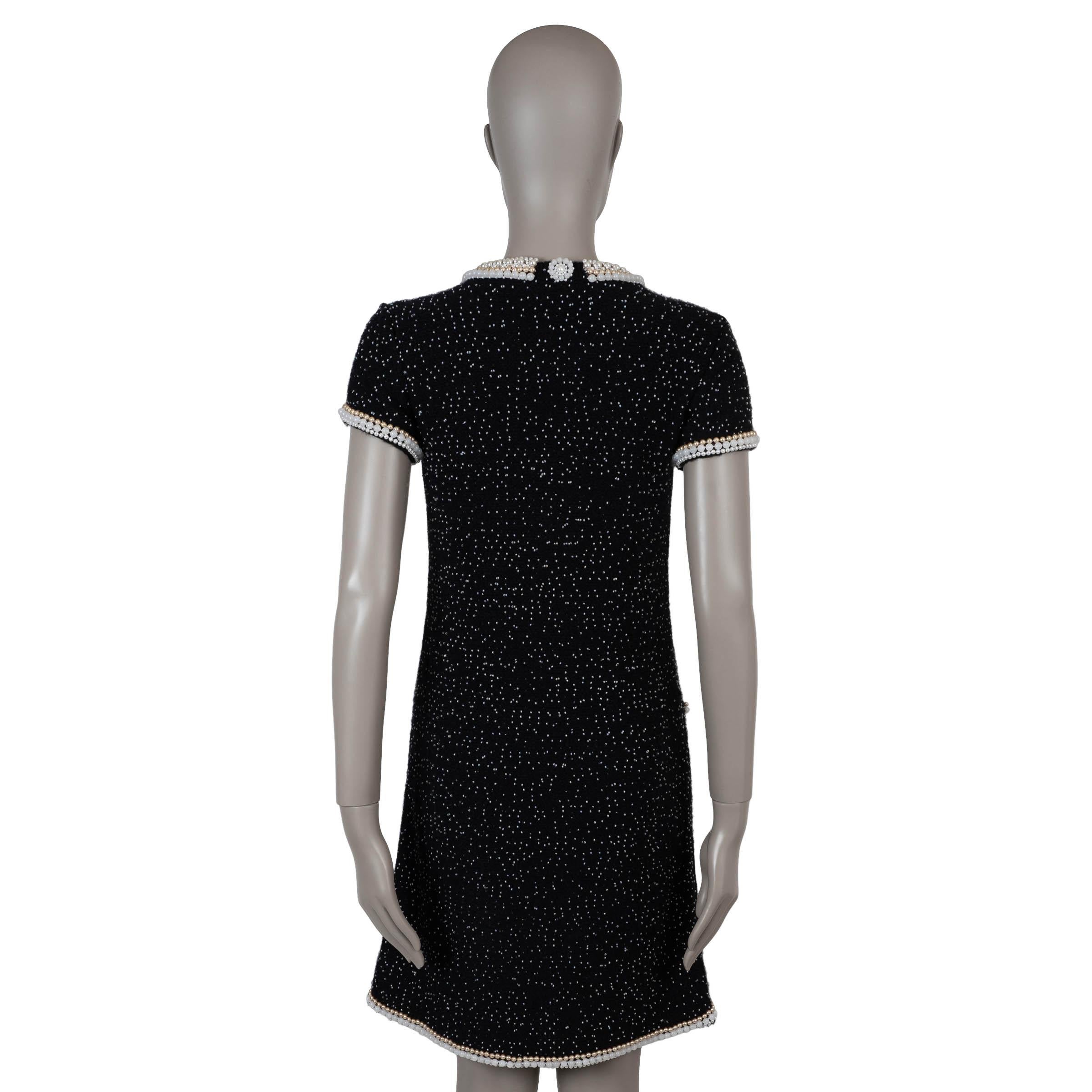 Black CHANEL black cashmere 05A ALLOVER PEARL KNIT Dress 36 XS For Sale