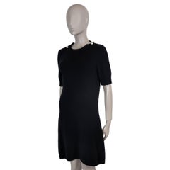 CHANEL black cashmere 17B PEARL DETAILED KNIT Dress 42 L