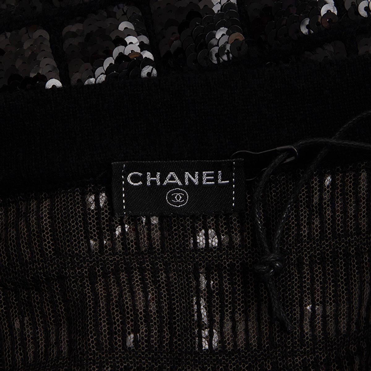 CHANEL black cashmere 2008 SEQUIN Cardigan Sweater M 1