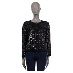 CHANEL black cashmere 2008 SEQUIN Cardigan Sweater M