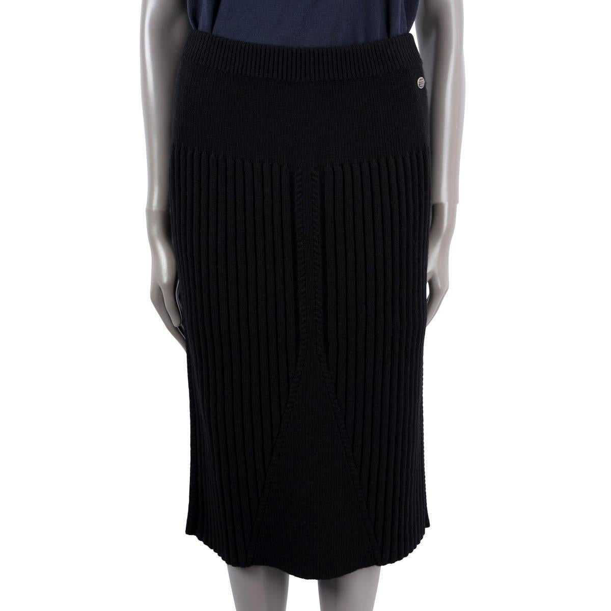 Noir CHANEL noir cachemire 2016 16B RIB-KNIT Jupe 40 M en vente