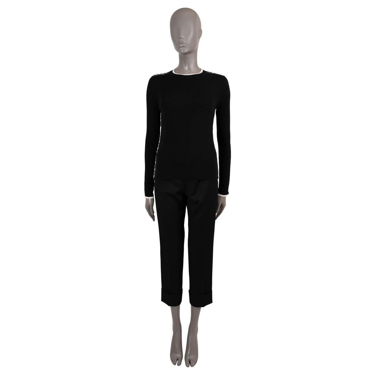 CHANEL black cashmere 2019 19B LOGO STRIPE Sweater 36 XS For Sale 1