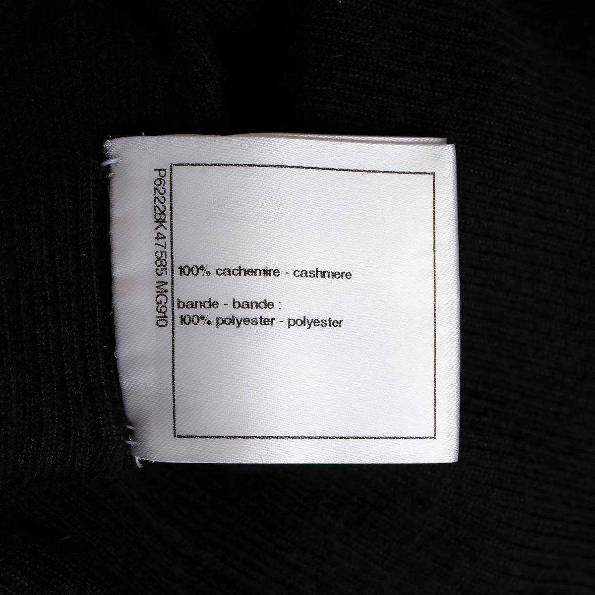 CHANEL black cashmere 2019 19B LOGO STRIPE Sweater 36 XS For Sale 5