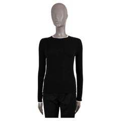 CHANEL black cashmere 2019 19B LOGO STRIPE Sweater 36 XS
