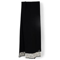 CHANEL black cashmere 2019 19B LOGO TRIM MUFFLER Scarf